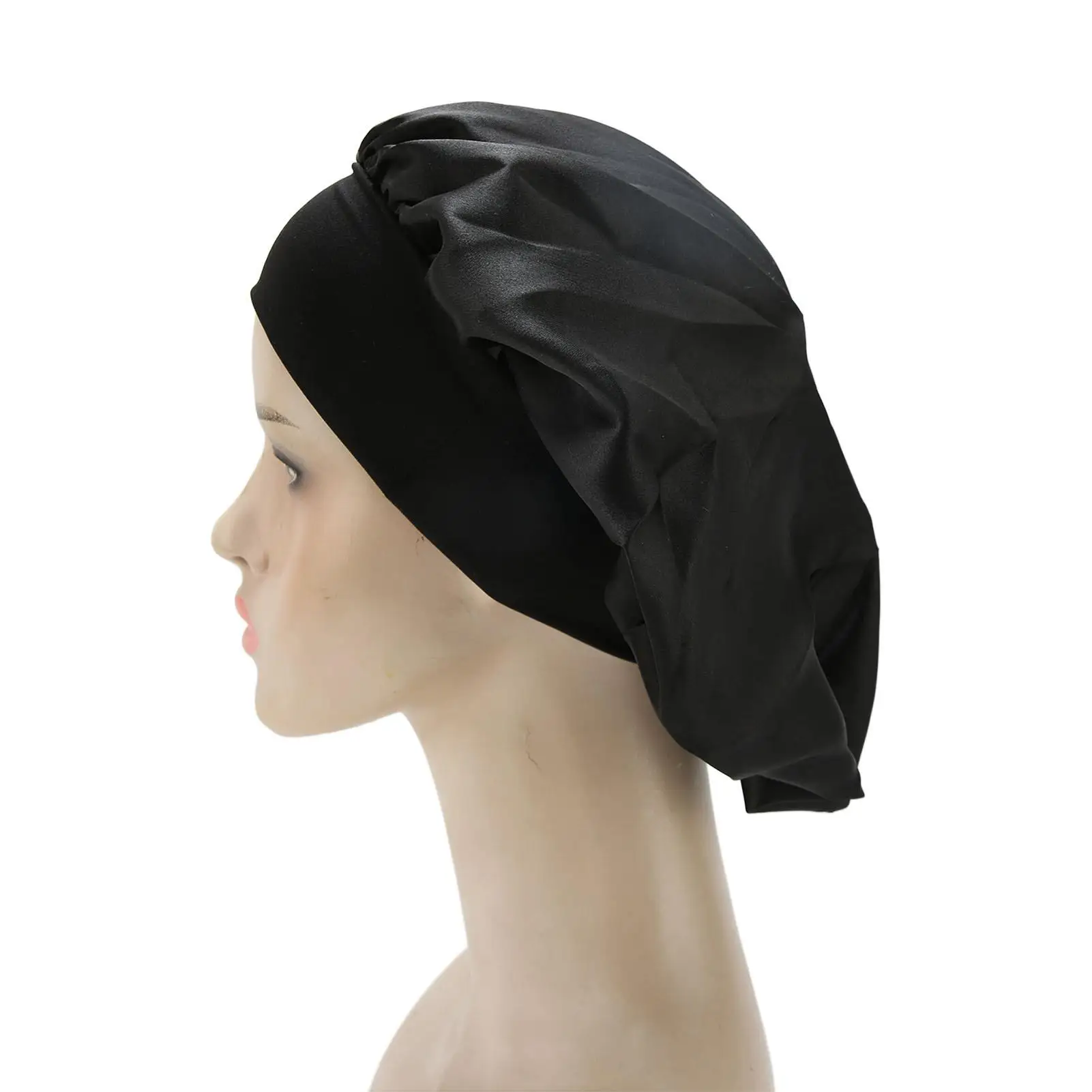 أغطية رأس من الساتان قابلة للتنفس مع عصابة رأس واسعة للاستخدام المنزلي وشعر أنيق #4