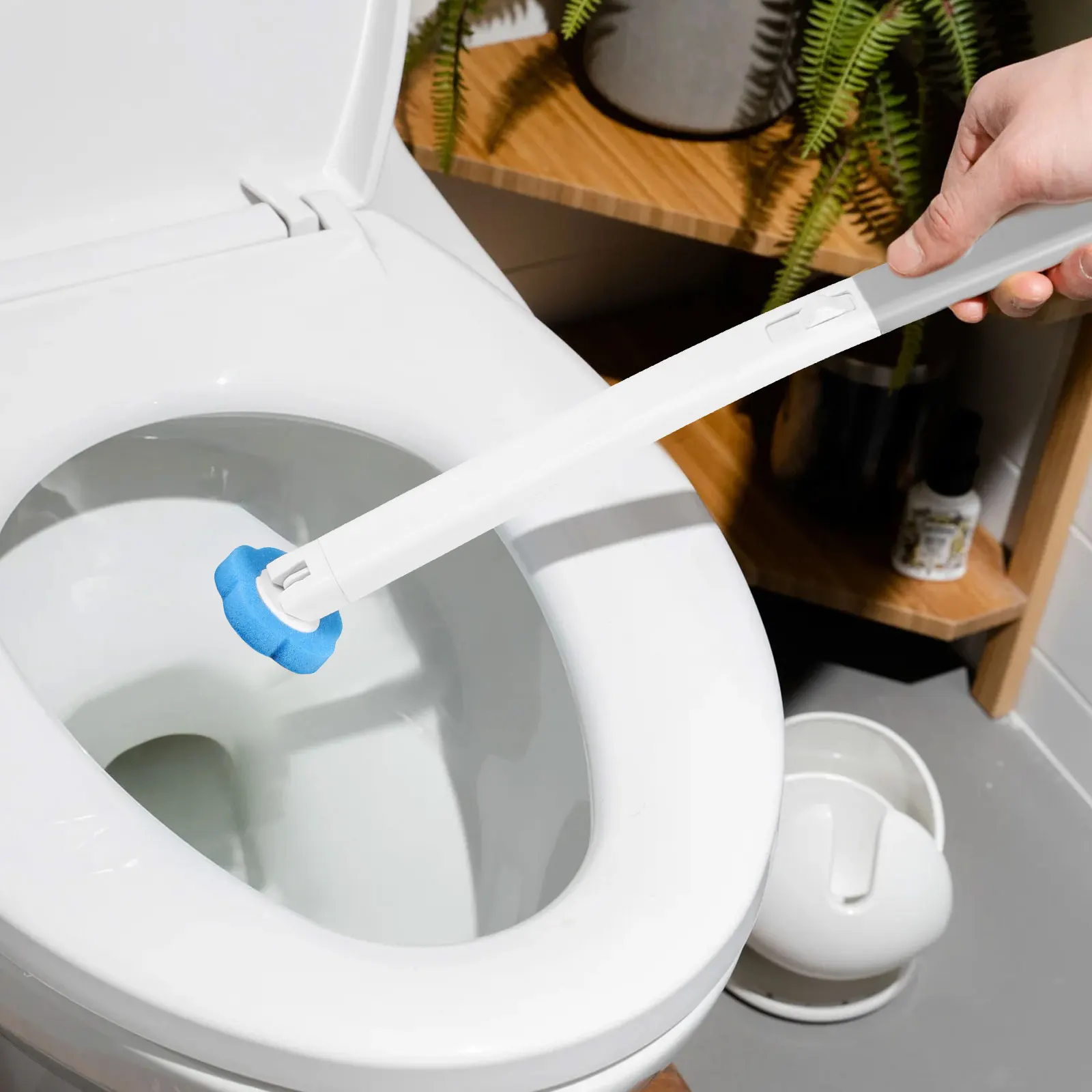 Disposable Toilet Brush Cleaner Kit With Replacement Head Lengthened Handle Auto Lid Opening Toilet Brush Wc Accessories