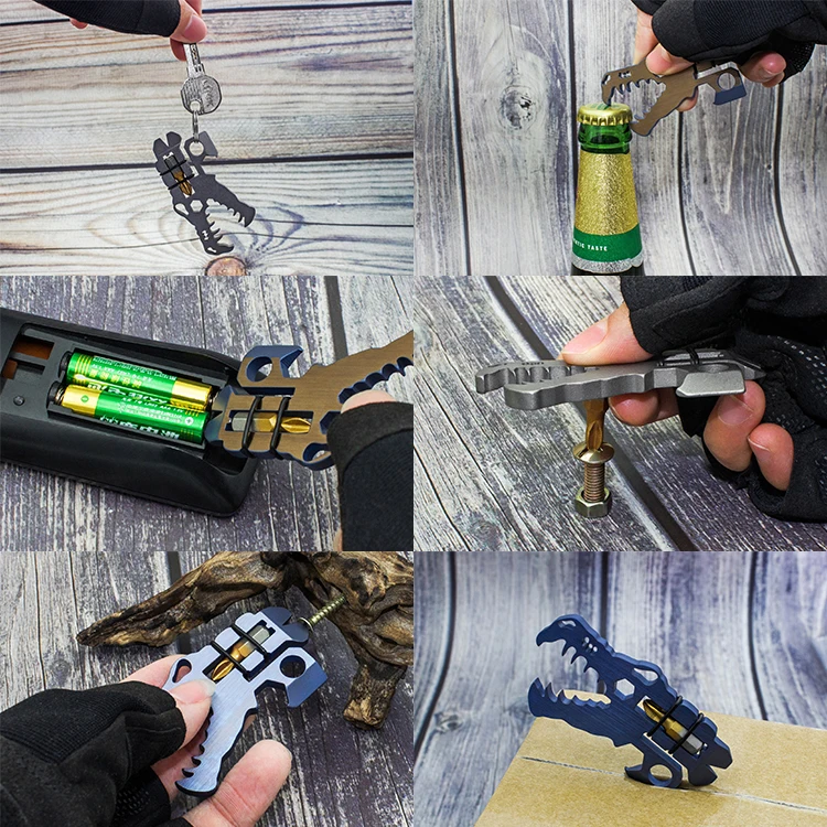 New Arrival Outdoor EDC Titanium Alloy Dinosaur Multi-function Self Defense Survival Tool Daily Emergency Equipment Travel Tools