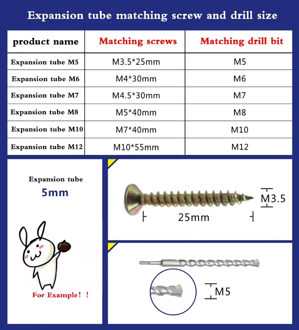 M6 Plastic Wall Anchor Bolts Yellow Expansion Pipe Wall Plugs Concrete Brick Wall Frame Fixings Tube for Hardware Installation