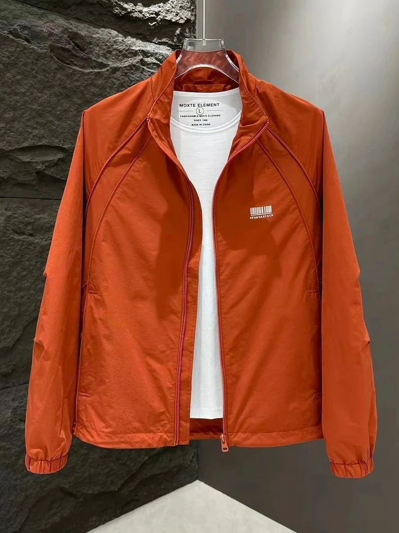 

Модная повседневная мужская куртка с воротником-стойкой, высокое качество, весна-лето, новинка, антимикробная, приталенная, с декоративными пуговицами