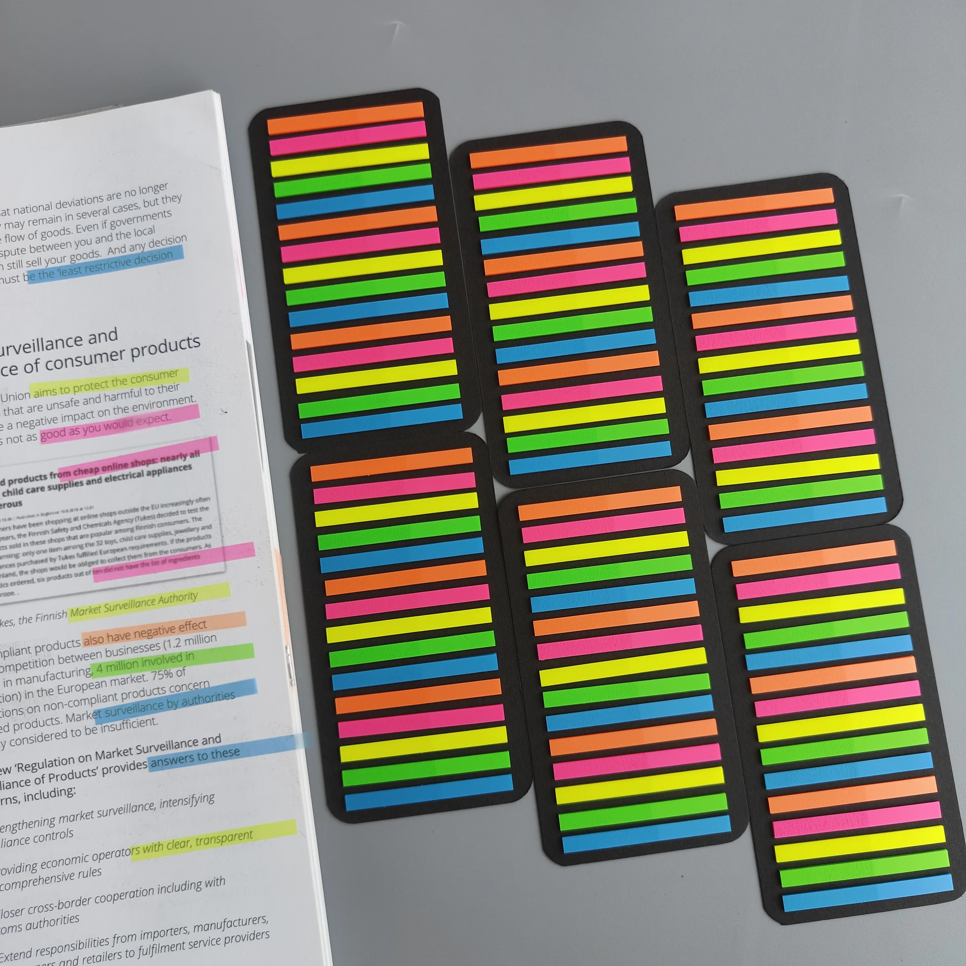 Auto-adesivo transparente Bookmarks, Sticky Notes, Tab, Limpar Bookmarkers, Livros de anotação, Page Marker, Papelaria, 6 Packs