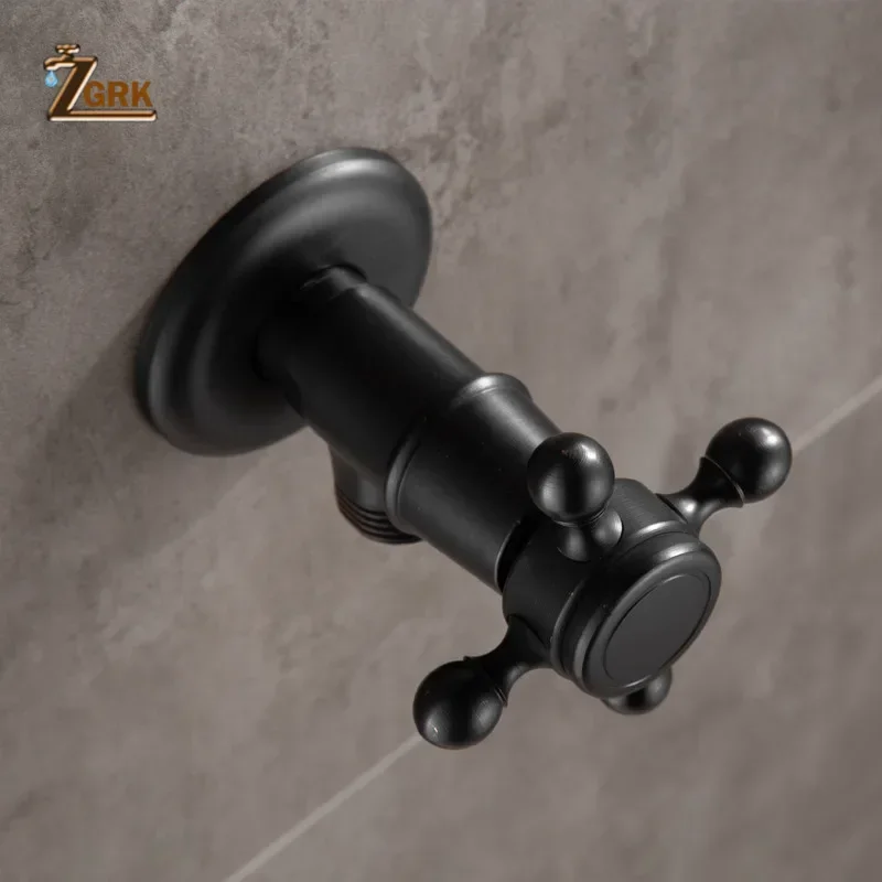 

Черный бронзовый треугольный клапан 1/2 дюйма, мужской латунный угловой запорный клапан для ванной комнаты, черная отделка, наполнительные клапаны двойного назначения