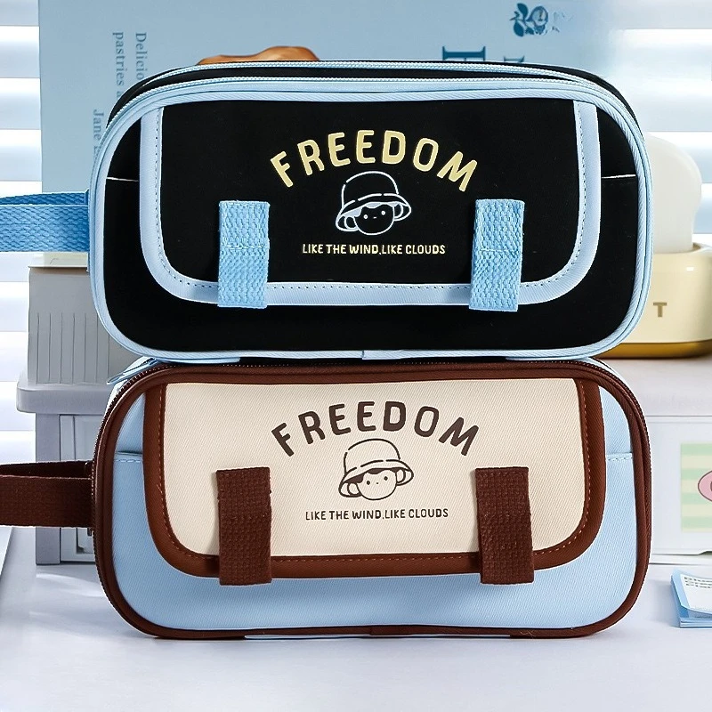 

Handheld Color Blocked Large Capacity Pencil Case with Multiple Layers for Classified Storage and Stationery Organizing Bag