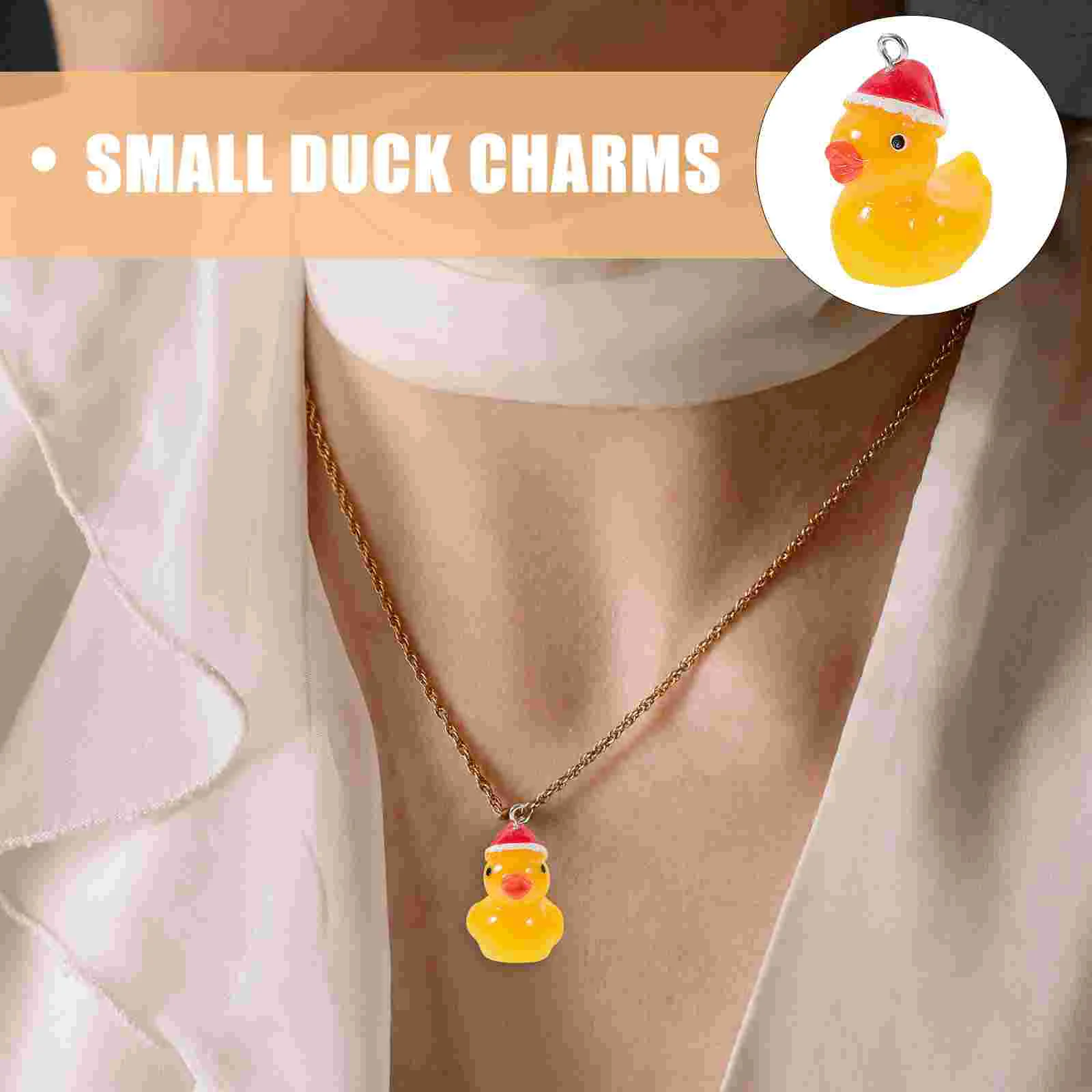 Necklace Charms Resin Christmas Hat Duck Pendant DIY Card Earrings Keychain Tree Decoration 20pcs Jewlery Mini Animal Statue