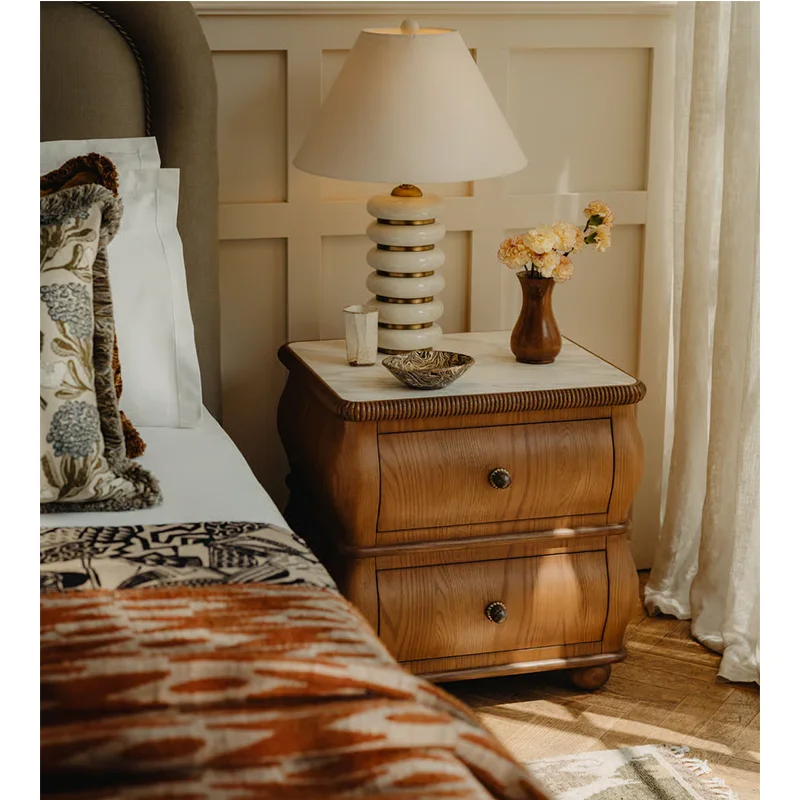 #az Customized Handcrafted High End Smooth Oak Wood Waterproof Bedroom Nightstand