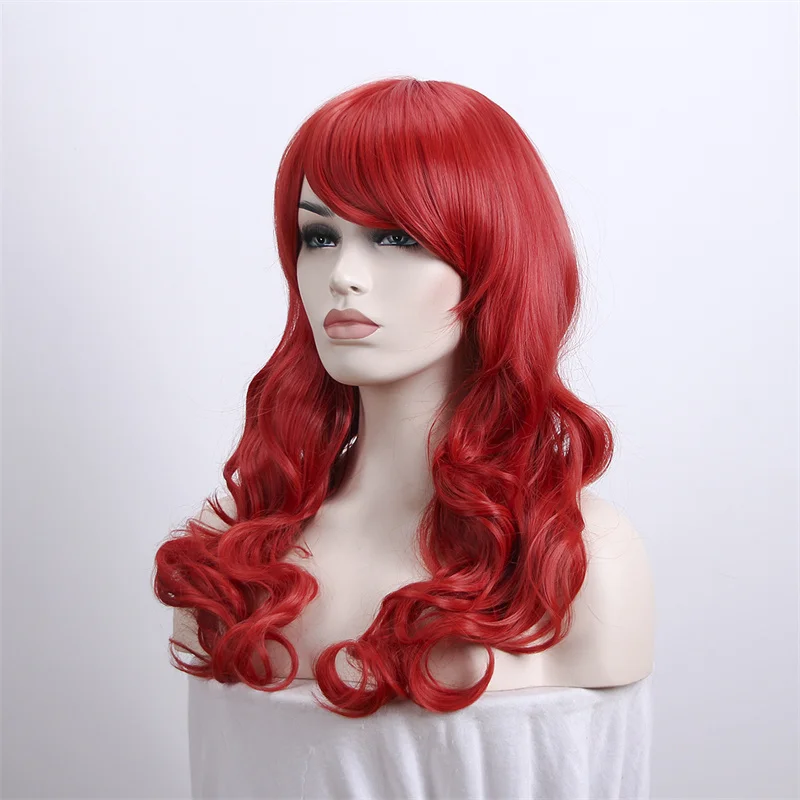 60CM Red Long Curly Wig  Synthetic Heat Resistant Fiber Cosplay Wig  Hair  Women Party Wig Die Vernixte Erste Liebe