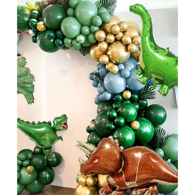 136pcs Dinosaur Theme Party Balloon Garland Arch Kit Jungle Safari Birthday Party Decoration Baby Shower Wild one Party Decor