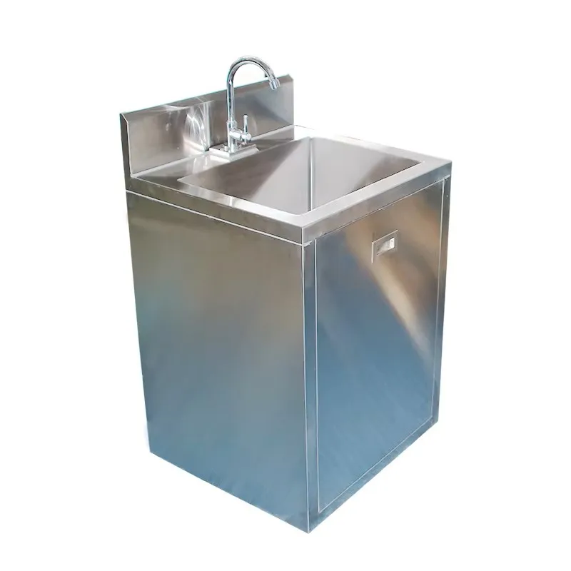 Wall Mounted SUS304 Stainless Steel Hand Wash Basin Medical Surgical Scrub Sink Casters Modular Self-Assembly Polished Finish