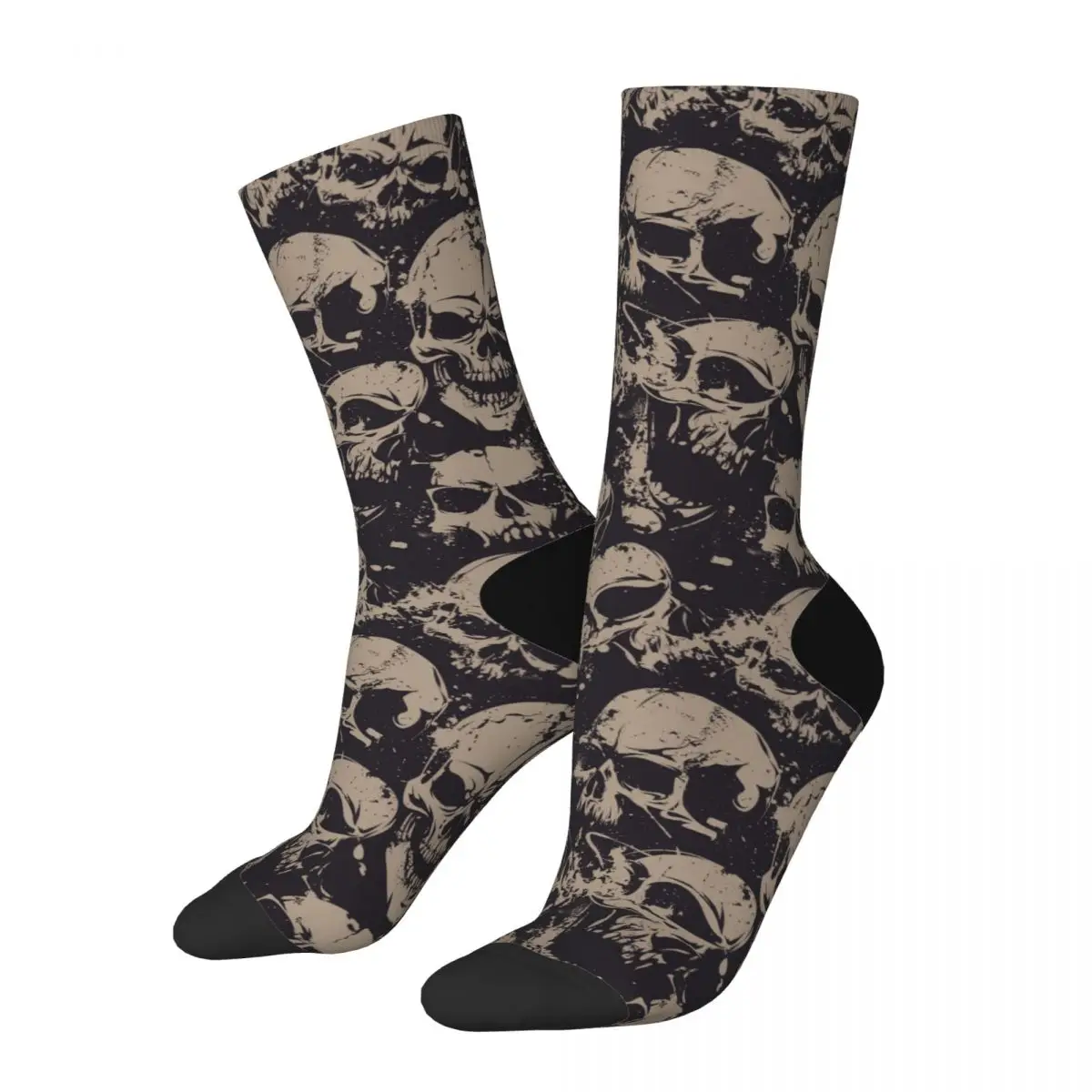 Chaussettes décontractées à motif grunge avec crânes pour hommes et femmes, chaussettes de sport rock, printemps, été, automne, hiver, mode