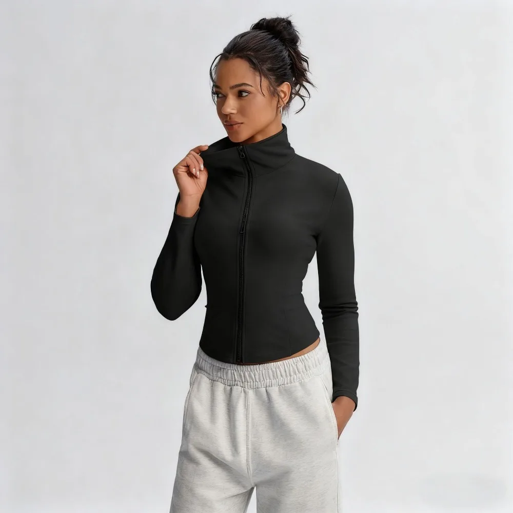 

Уютная флисовая тренировочная куртка — женский топ на молнии с воротником-стойкой для йоги в холодную погоду, бега и отдыха | Плюшевый и теплый слой