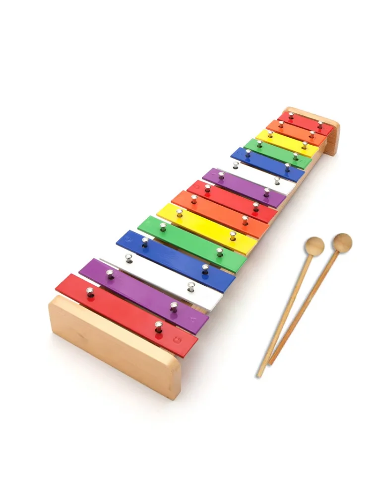 15 Keys Xylophone for Children Orff Musical Keyboard Metal Music Instrument Wooden Xylophone For Kids Baby Piano Toy