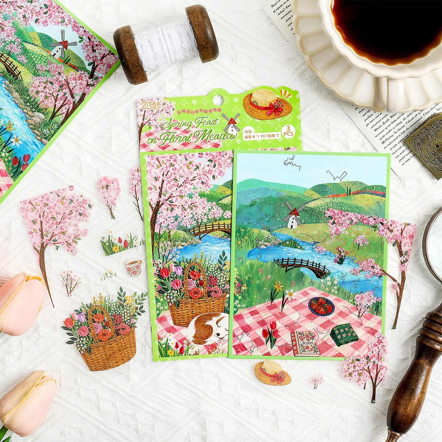 3D Dimensional Flower Sticker Set Island Walk Scene Building Stickers for Kids DIY Journal Scrapbook Craft Supplies Decorative