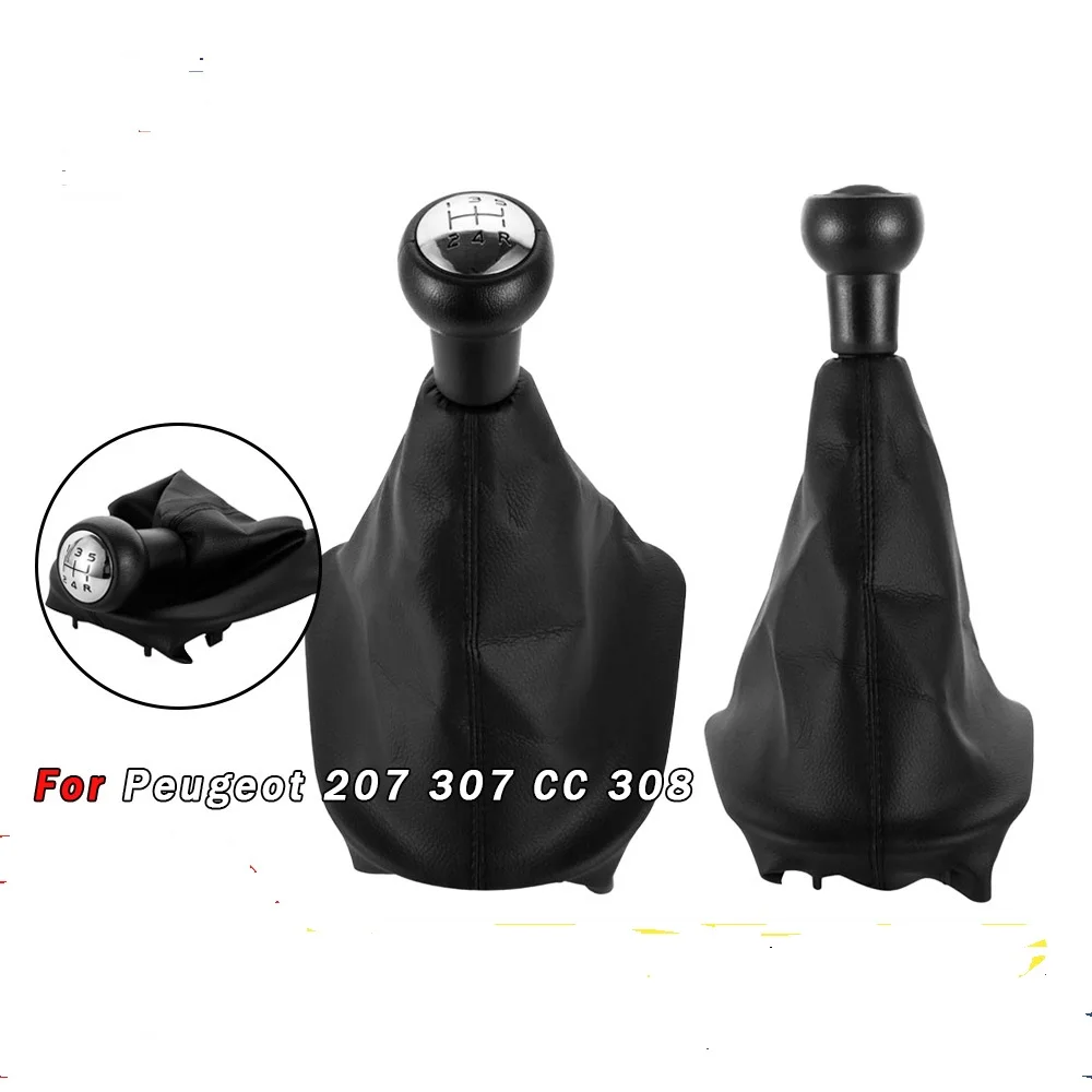 5 Speed Manual Gear Shift Knob Lever Handle Head Gaiter Boot Cover For Peugeot 207 307 308 Alternative Car Accessories