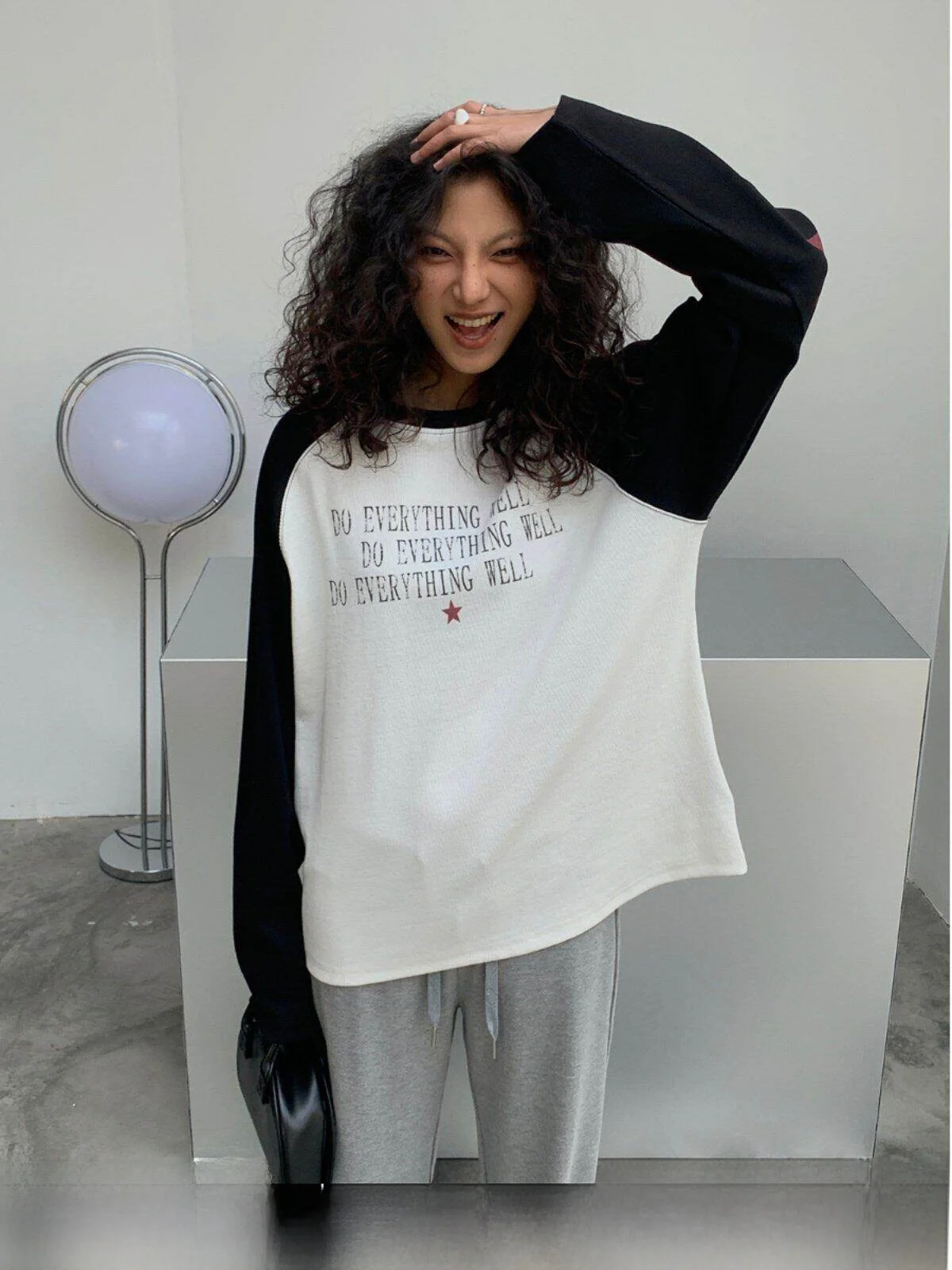 American Style Long Sleeve Pure Cotton Printed Shoulder Insert T-Shirt Women's Autumn Base Shirt Slimming Top GOGO BURN