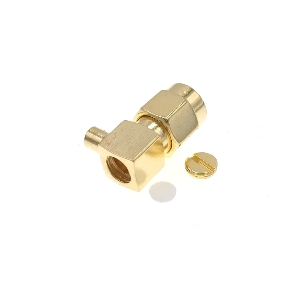 Solda masculina do ângulo direito de SMA, conector do RF, semi-rígida, RG405, 0,086"