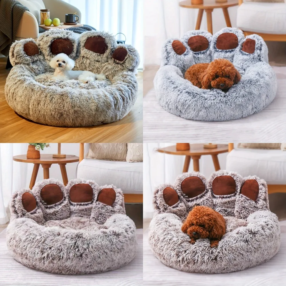 

Soft, Cozy, and Fluffy Bear Paw Shape Pet Beds - Ideal Comfortable and Cute Design for Cats of All Sizes - Perfect for Small to