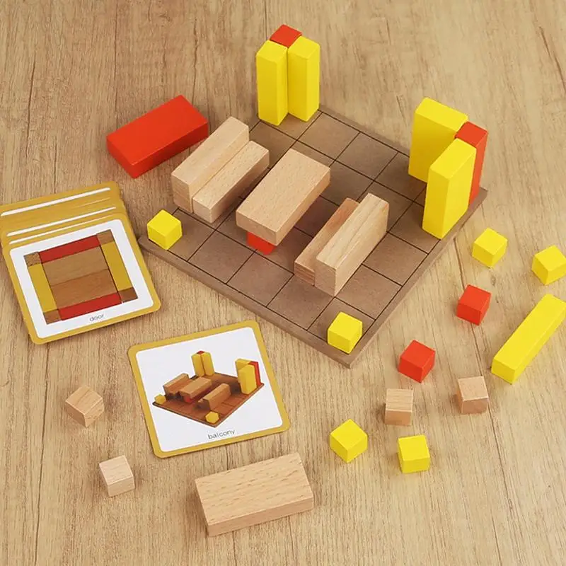 Wood Stacking Toy Educational Geometric Stacking Toys Building Bricks Set Multipurpose Learning Toys For Enhance Hands-On Abilit