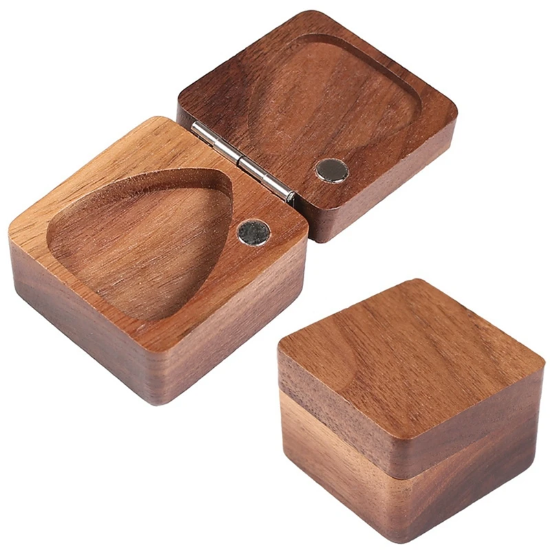 2 Pcs Guitar Wooden Pick Box Kit Storage Case Holder Organizer Kit For Guitarist Musician Lover Gift