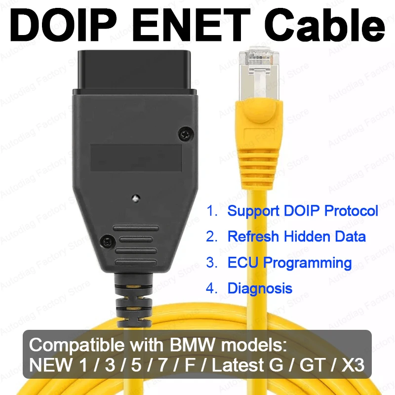 

ENET OBD2 Cable For BMW F Series Support DOIP Protocol Hidden Data ECU Coding For ESYS ISTA ICOM Bimmercode Ethernet OBDII Cable