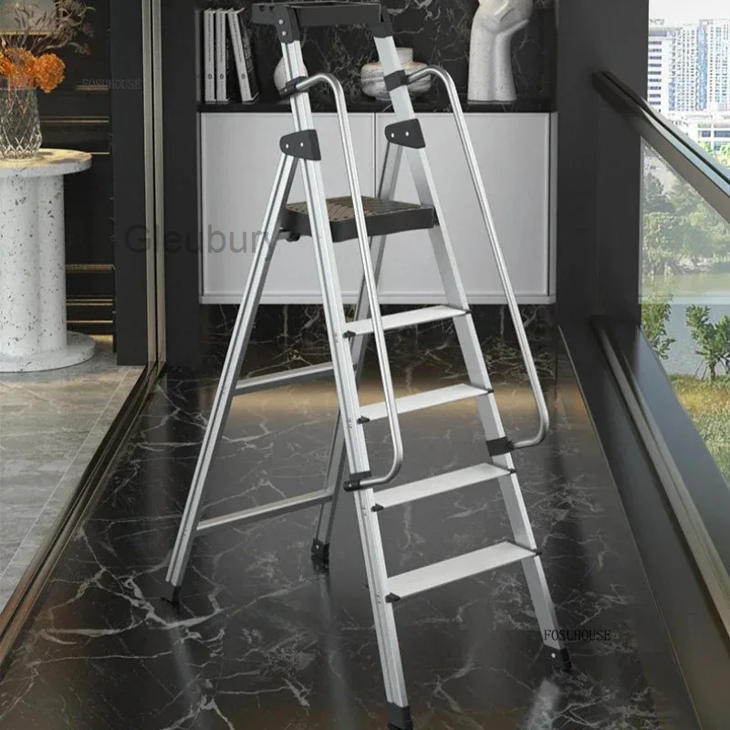 Thickened Aluminum Alloy Indoor Folding Ladders Outdoor Engineering Step Stools Household A-Frame Ladder Attic Access Ladder