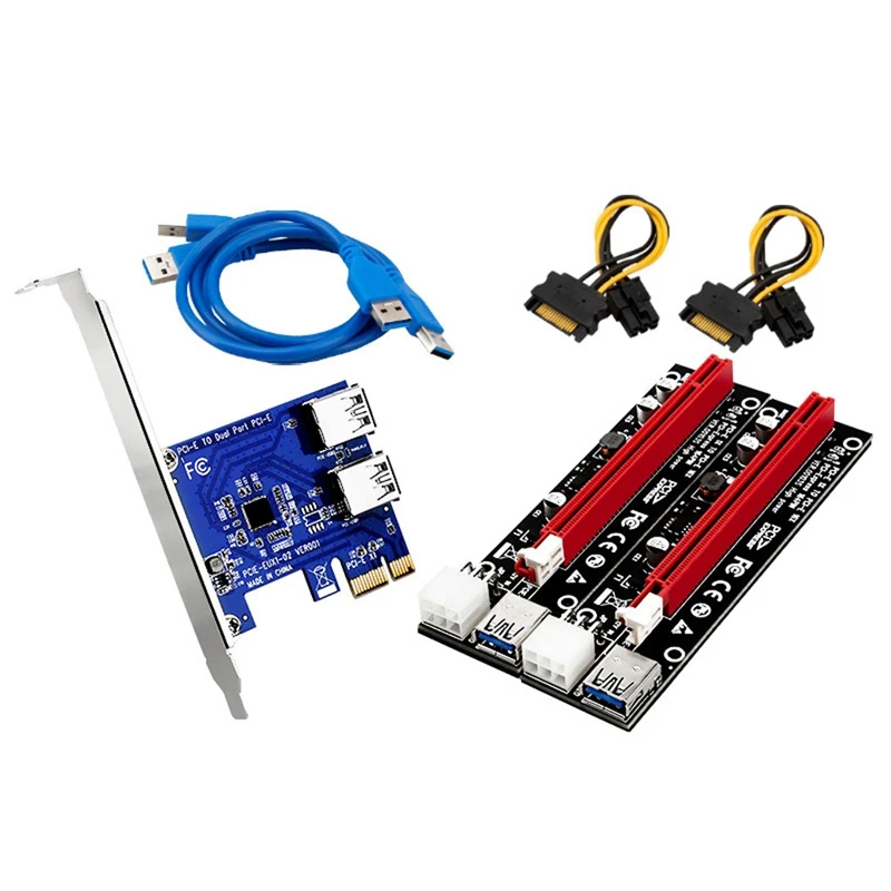 

PCI E 1 TO 2 Port USB3.0 Riser Card PCI Express 1X Slots Riser Card With Pcie 16X Riser Card For Bitcoin Mining Device