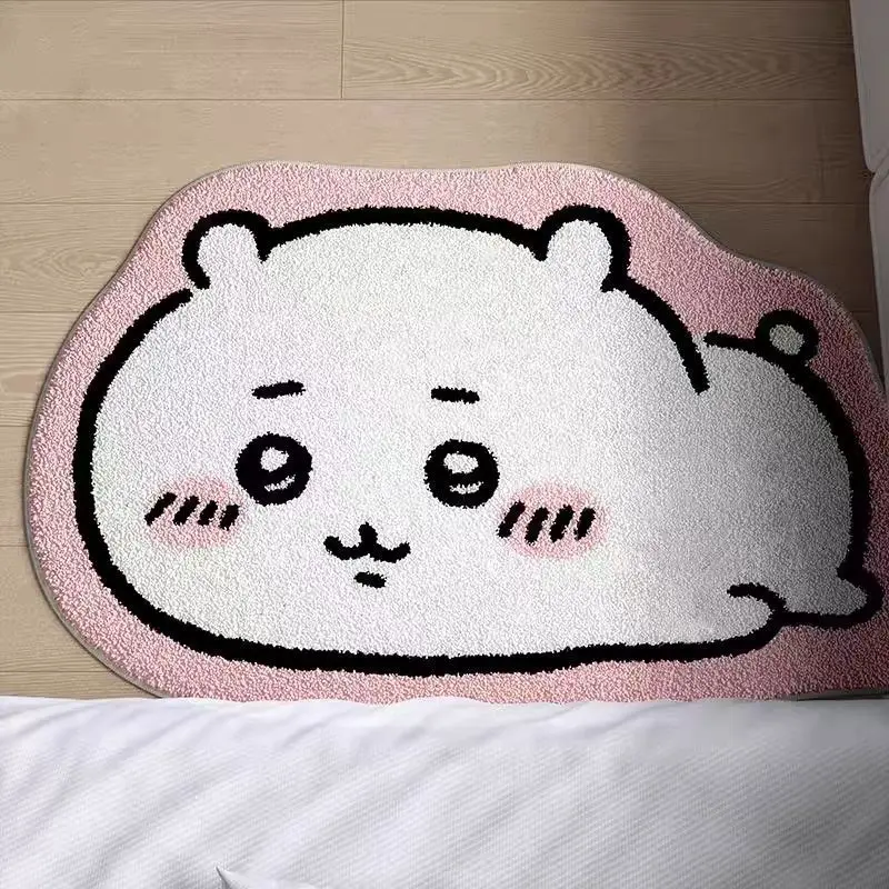 

Chiikawa Girl's Bedroom Room Bedside Blanket Plush Material Hachiware Usagi Special-shaped Carpet Cream Style Home Floor Mat