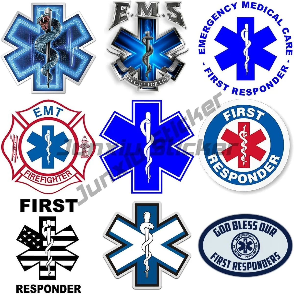 EMS EMT Star of Life Vinyl Firefighter Decal Bumper Sticker Decal Sticker Graphic Auto Wall Laptop Cell Truc Decal