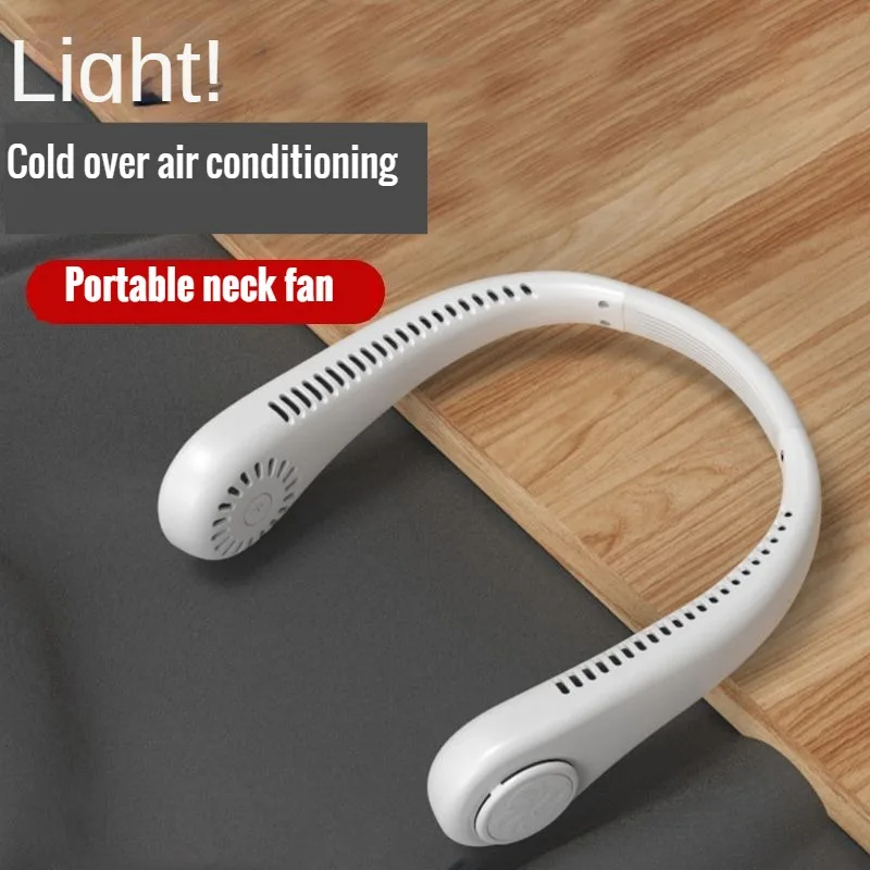 Summer Hanging Neck Fan Portable Portable Small Lazy People Hanging Neck Ear Neck Leafless Cooling Silent Mini Fan Office Sports