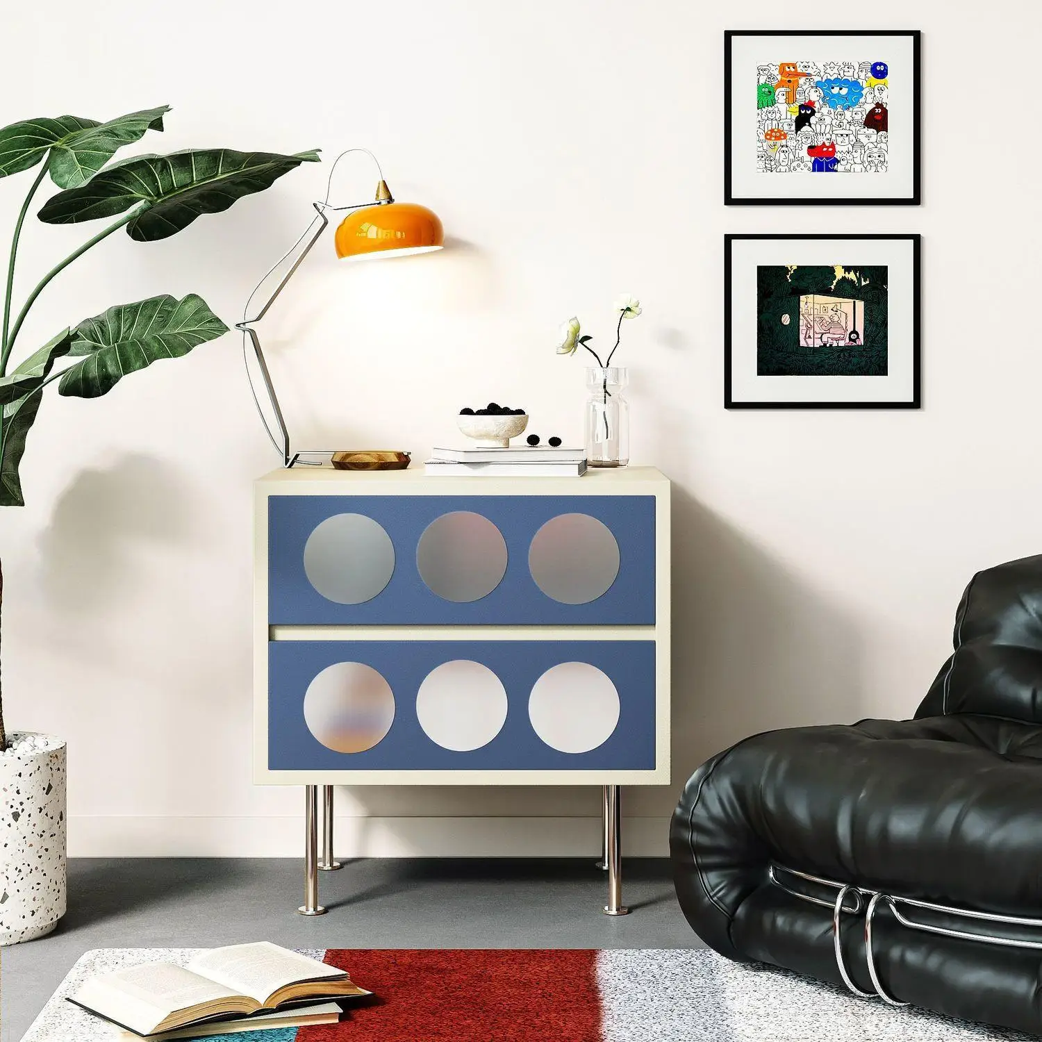 Contrasting color side cabinets, lockers, living room wall chest cabinets, large-capacity lockers