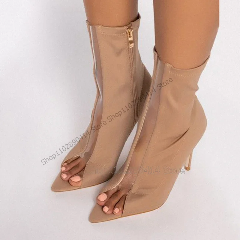 أسود بني بولي كلوريد الفينيل تصميم اللمحة تو الأحذية الجانب سستة النساء أحذية رقيقة عالية الكعب موضة جديدة مأدبة الحفلات 2023 Zapatos Para Mujere