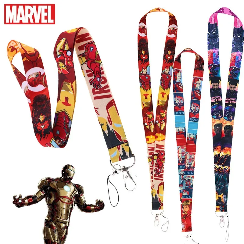 Marvel Avengers Iron Man lanyard Superhero phone strap Anime key ID Card Pass Gym USB badge Holder DIY Hang Rope Neck lanyards