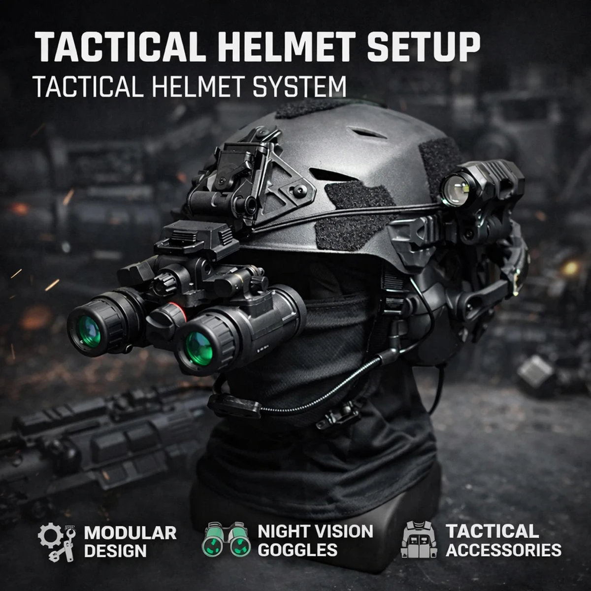 

Airsoft Tactical Helmet Set with NVG Model Goggles Flashlight Paintball Shooting Protective Gear for Outdoor Hunting Cosplay