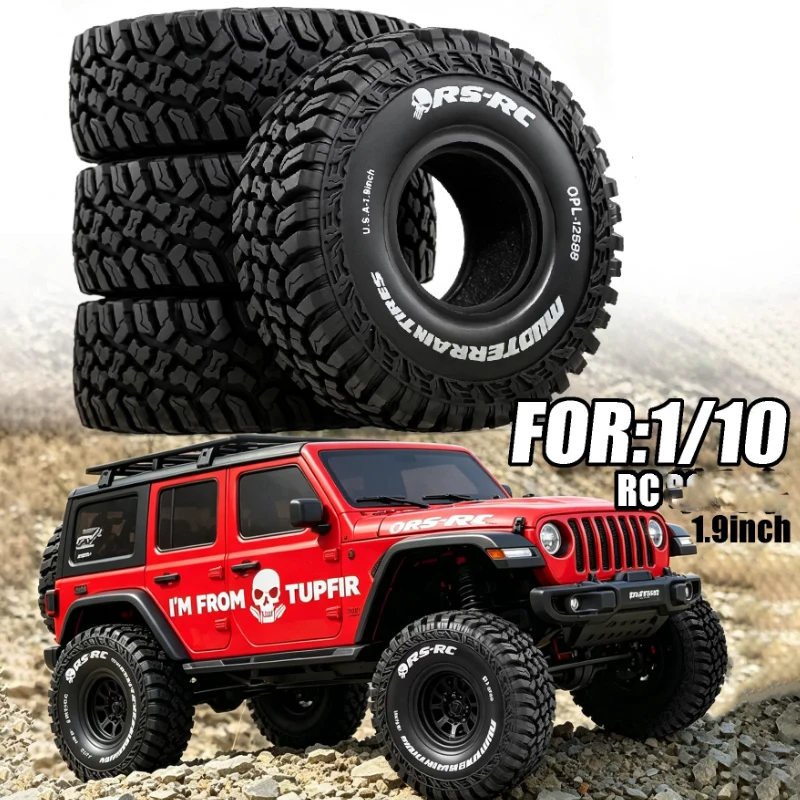 4pcs 1.9 Inch Rubber Tyre For 1/10 Rc Crawler Car Trax Trx4 Axial Scx10 Wraith Scx10 Yikong Rgt Wrangler 1.9 Wheel
