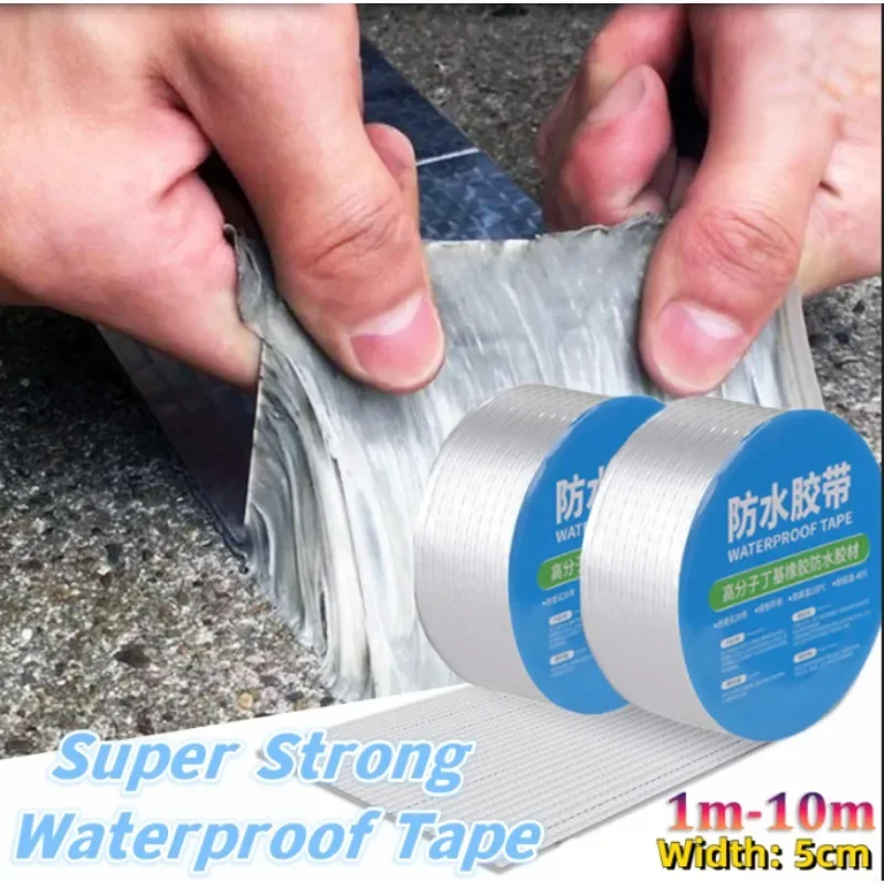 

1M/3M/5M/10M Foil Butyl Waterproof Tape Roof Leakproof High Temperature Resistance Pipes Walls Leak Sticker Super Adhesive