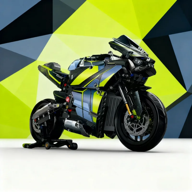 Black Motorcycle Building Blocks Set, Suitable for 14+,Adult High Difficulty Model, Home Decoration & Gift