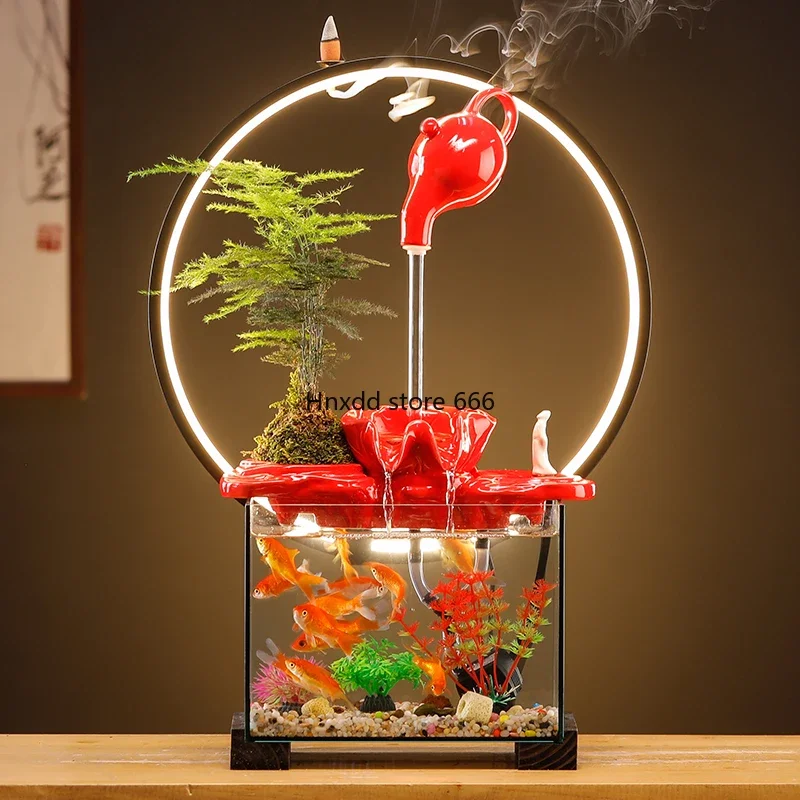 Flow ornament circulating water comes with filter fish tank home TV cabinet