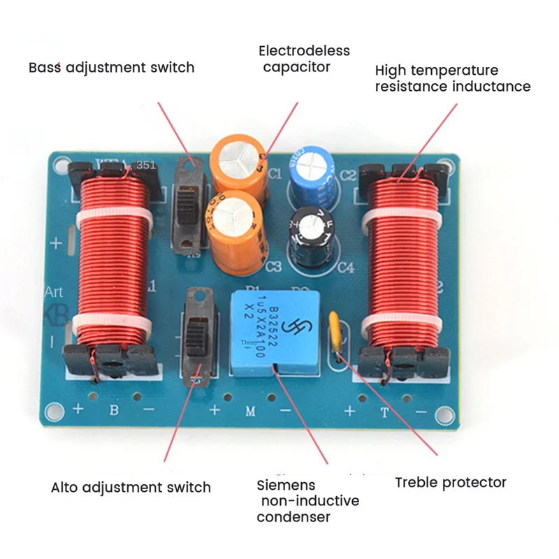 X62A_2Pcs 150W Altavoz de audio de 3 vías Crossover Treble Midrange Divisor de coche