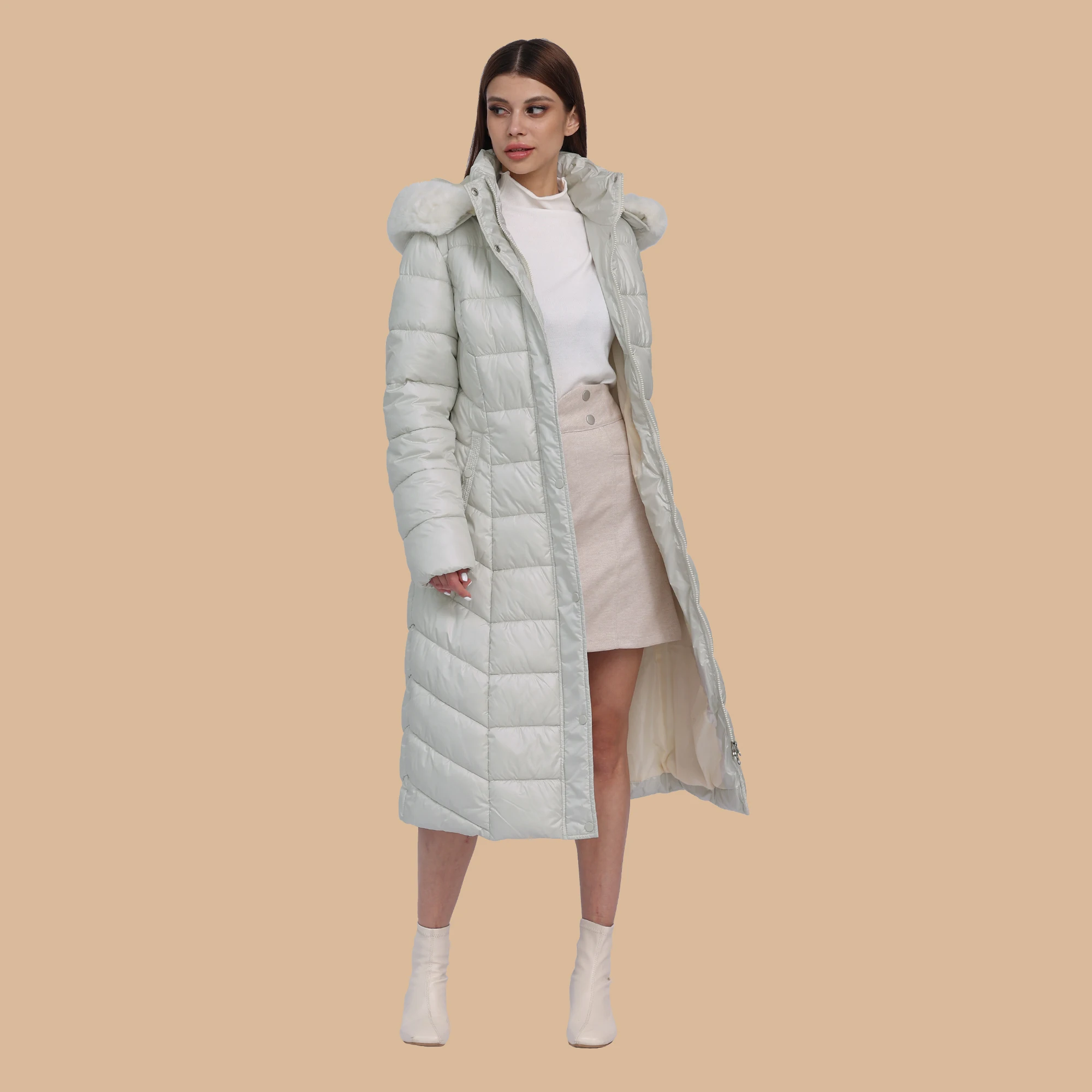 SANTELON Women Winter Thick Warm Over Knee Parka Female X-Long Puffer Jacket Coat With Detachable Windproof Hood Fashion Clothes