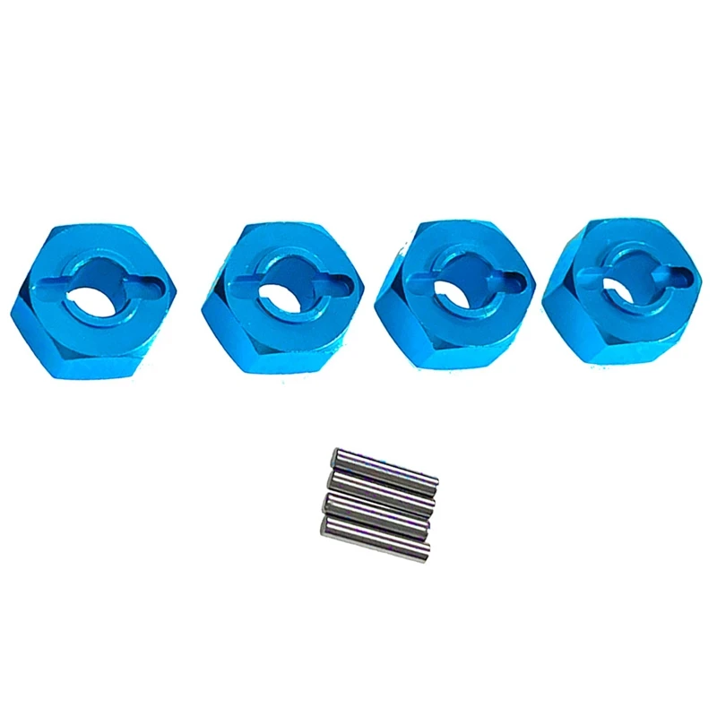 Blue 12Mm Hex Wheel Hub Set Of 4 For MJX 1/14 1/16 Scale Models 14210 14303 16207 16208 RC Cars