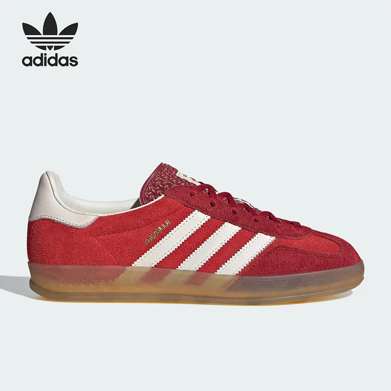Adidas Originals IE1051 Women Red White Low Top Casual Skate Sneakers,Lace‑Up,Suede Upper,Textile Lining,Gum Outsole Retro Daily