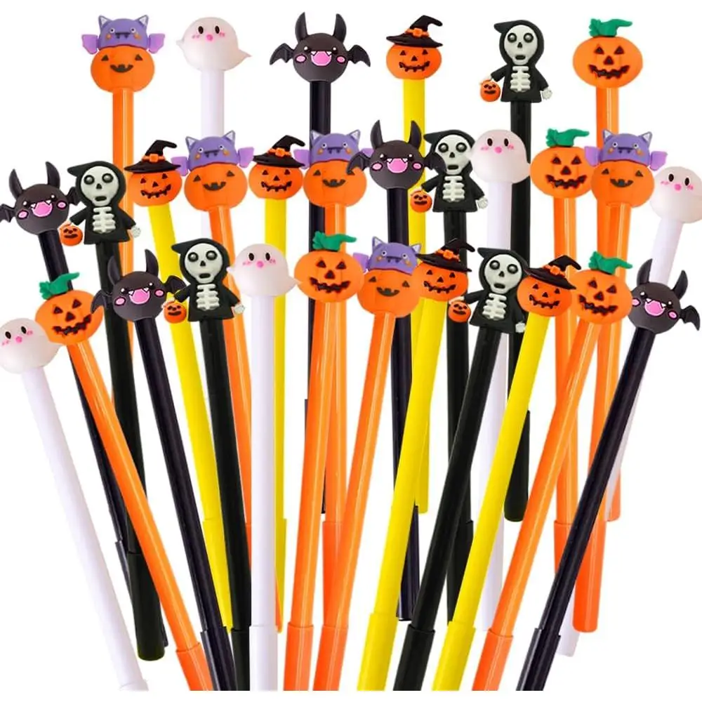 

36 Pcs Halloween Pen Series 0.5 MM Pumpkin Bat Skull Shape Pen Black Rolling Neutral Halloween Special School Office Supplies