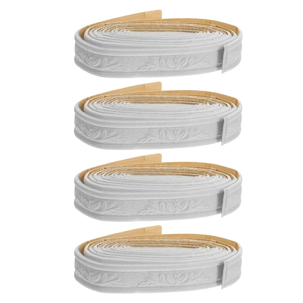 4 Rolls Peel Stick Wall Border PVC Trim Self Adhesive Decorative Molding Wall Baseboard Corner Ceiling Strip Wallpaper Border