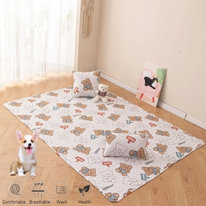 

Стеганые хлопковые ковры с героями мультфильмов, противоскользящие коврики для детской комнаты, коврик для ползания домашних животных, можно стирать в машине, пыленепроницаемый входной коврик