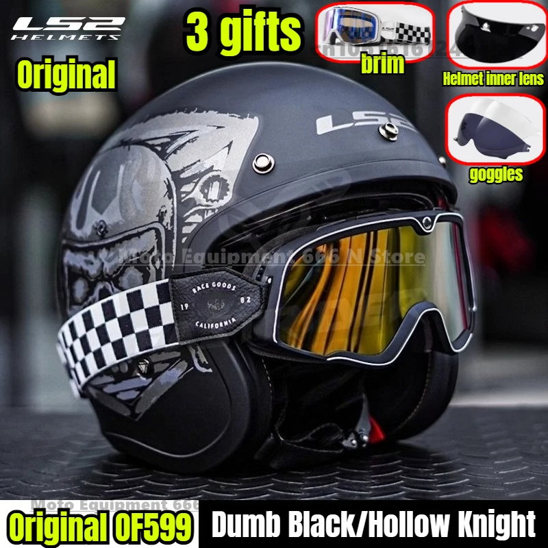 

Original LS2 Motorcycle Helmet Capacete LS2 OF599 SPITFIRE II 3/4 Open Face Helmets Vintage Jet Scooter Motorbike Half Helmets