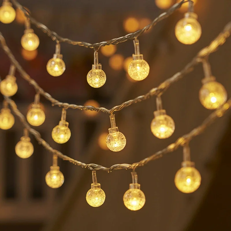 Christmas LED Bubble Ball String Lights Golden Glow Battery Operated Indoor Fairy Light for Wedding Holidays New Year Decoration
