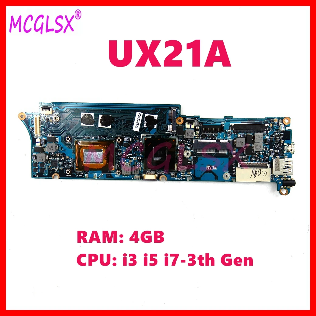 

UX21A Motherboard For ASUS UX21A UX21 Laptop Mainboard With i3 i5 i7-3th Gen 4GB RAM 100% Tested OK