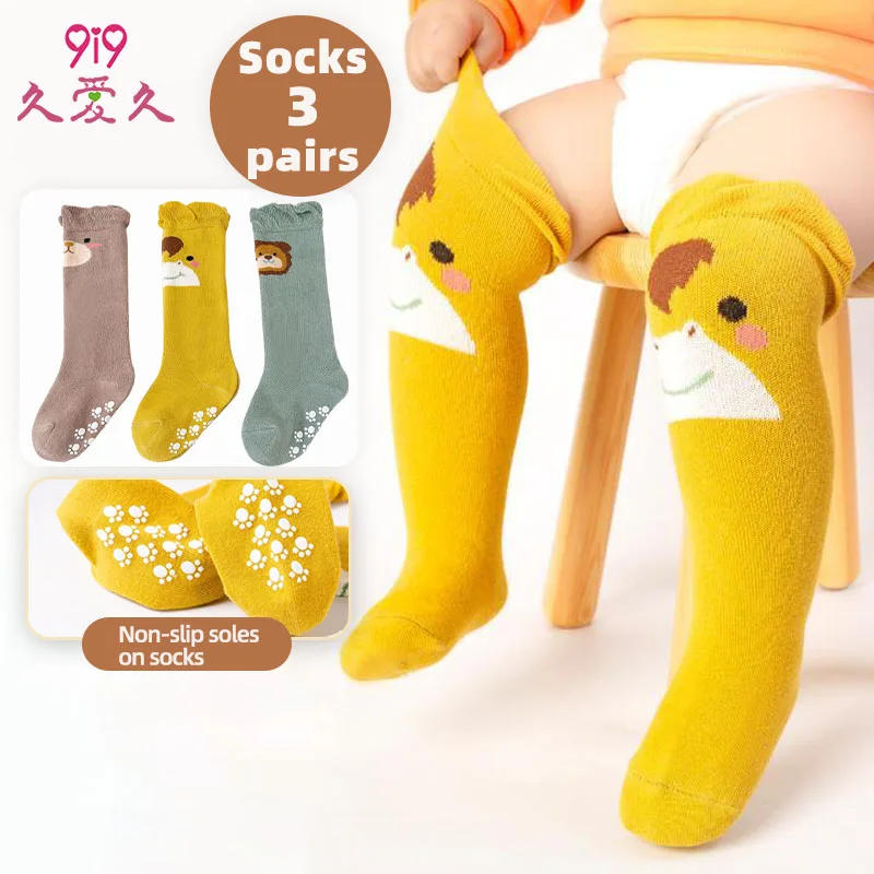 Baby Socks Autumn Baby Stockings Non-slip Cotton Baby Items Floor Socks Baby Accessories Newborn Socks 3 Pairs