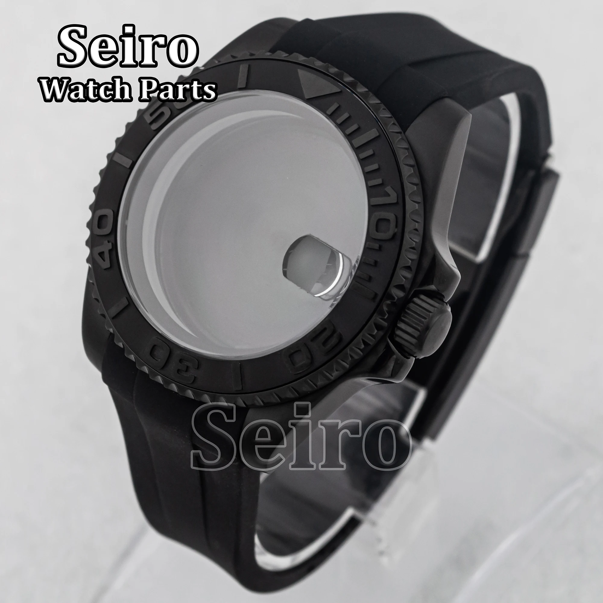 40mm NH35 Case for Yacht-master NH35 NH36 movement 28.5mm Dial Sapphire Glass Rubber Strap SUB Watch Case 316L Steel Waterproof