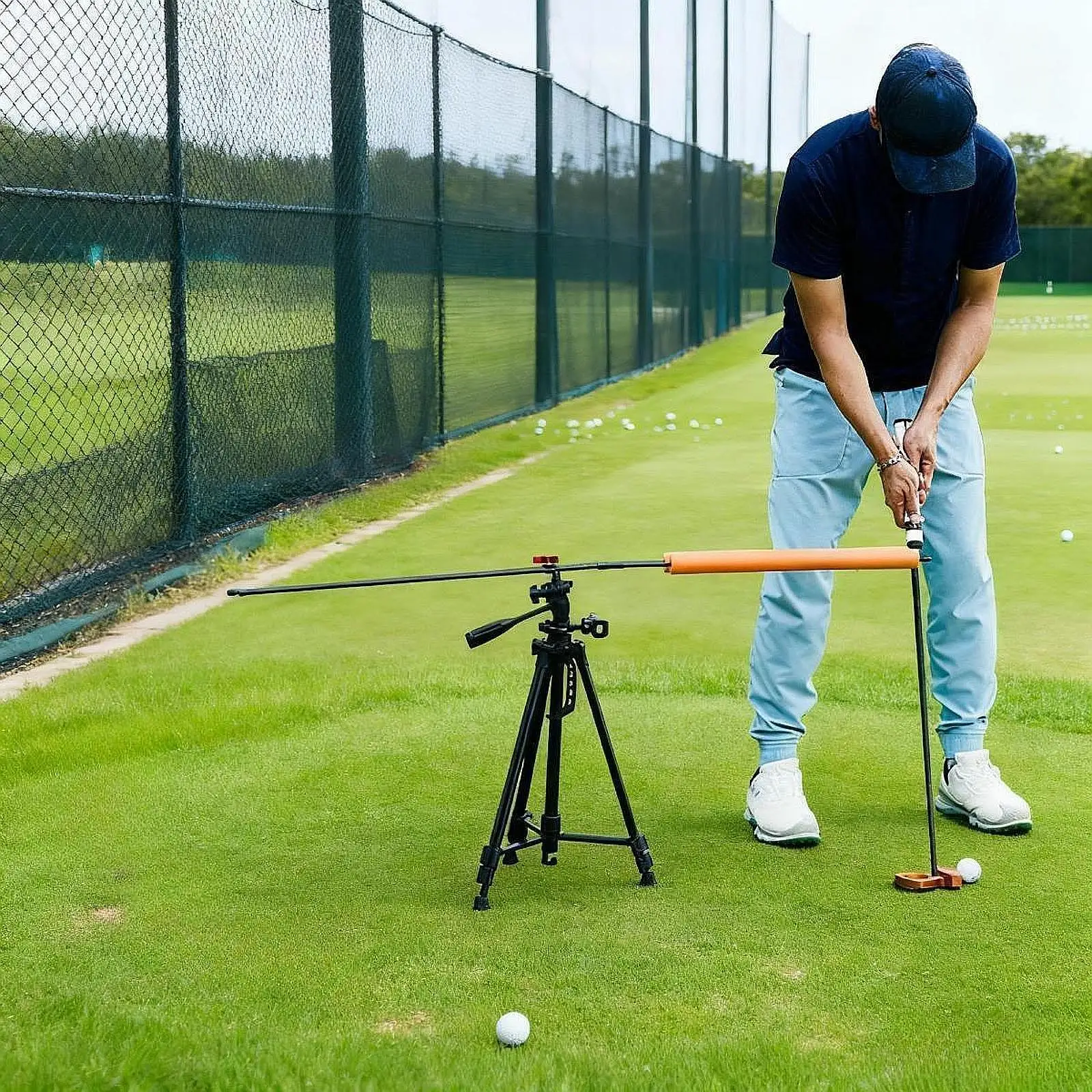 مدرب جولف سوينغ مع حامل هاتف متعدد الاستخدامات للبالغين ممارسة التأرجح التدريب المعونة 360 درجة محاذاة العصي للسرعة #1
